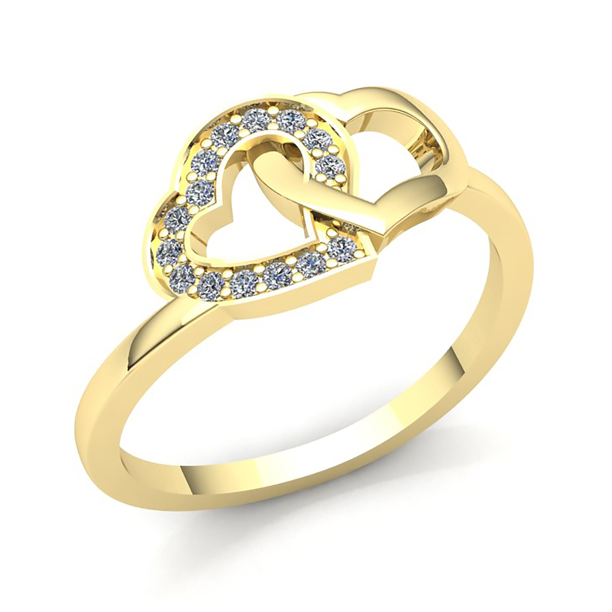 Lady's Ring Beautiful Heart Flower 14k Rose Yellow Gold Band