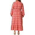 thumbnail image 4 of DARING DIVA Plus Size Boho Floral V Neck Long Sleeve Maxi Dress 1X Red, 4 of 6