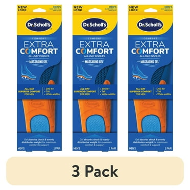 (3 pack) Dr. Scholl's® Extra Comfort All-Day Insoles with Gel, Trim to Fit , Mens Shoe Sizes 8-14, 1 Pair