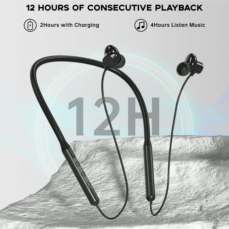 Bluetooth Headphones Running Wireless Earbuds with 12 Hours Playtime HD Deep Bass Stereo IPX7 Waterproof Earphones for Workout and Sports Bluetooth