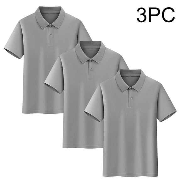 Abomasnow 3 Pack Boy Girls Short Sleeve School Uniform Kids Moisture Wicking Button Down Lapel T Shirts