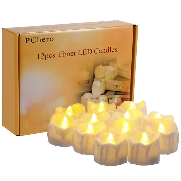 Timer Candles, 12pcs PChero Battery Operated LED Decorative Flameless