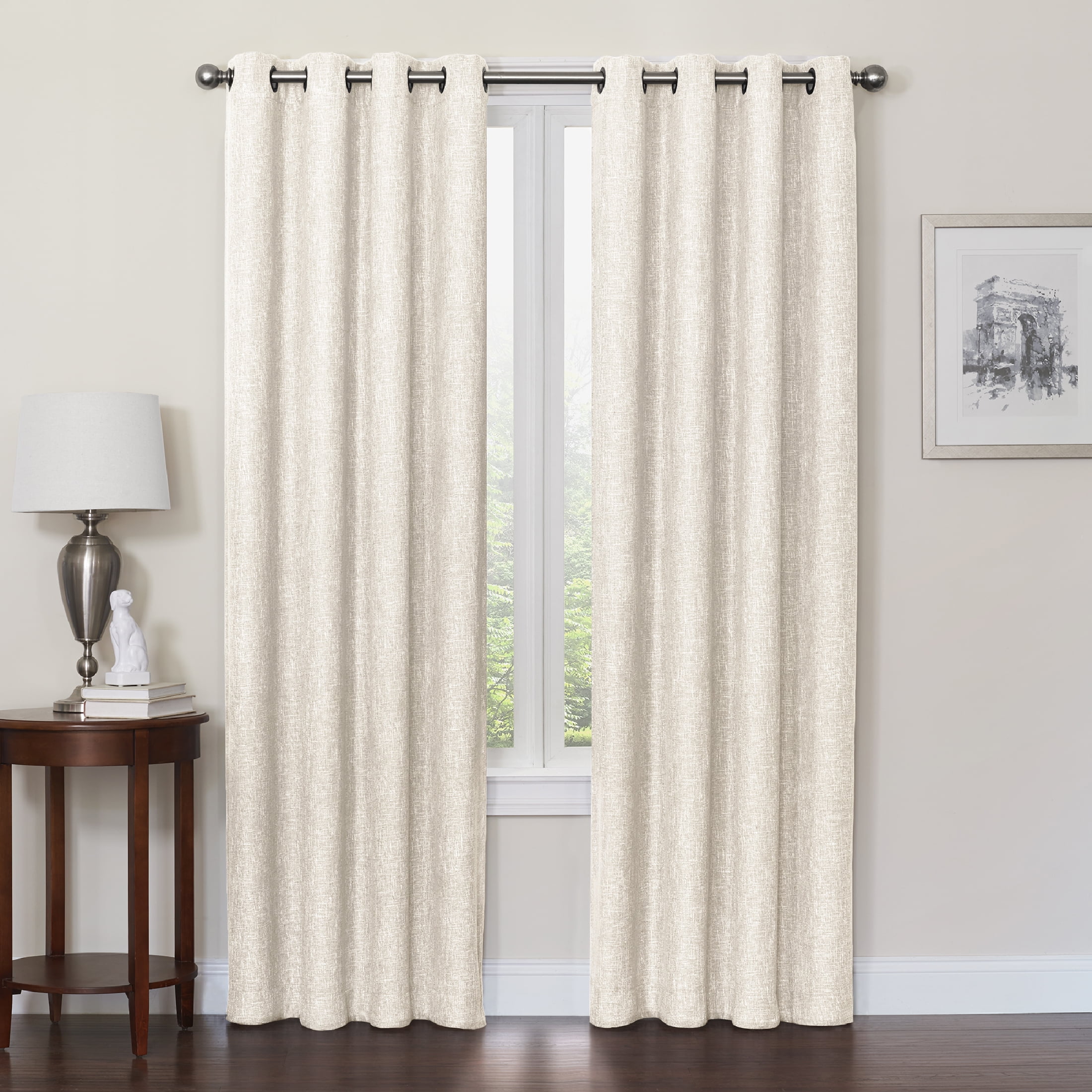 (2 pack) Quinn Blackout Single Curtain Lined Grommet Panel, 50" x 63", Beige