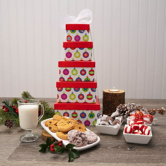 Holiday Greetings Cookies & Sweets Gift Tower, 5 boxes