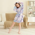 thumbnail image 3 of FORMRS Niños Bathrobe Unisex Hooded Robe Soft Plush Pajamas Sleepwear, Size 4-6T, Purple Marble Pattern, 3 of 7