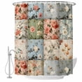 thumbnail image 2 of Spring Floral Waterproof Fabric Shower Curtain,Elegant Checkered Summer Botanical Farmhouse Waterproof Fabric Shower Curtain for Bathroom Curtains Bathtubs Shower Curtains with 12 Hooks Stall 48x72in, 2 of 8