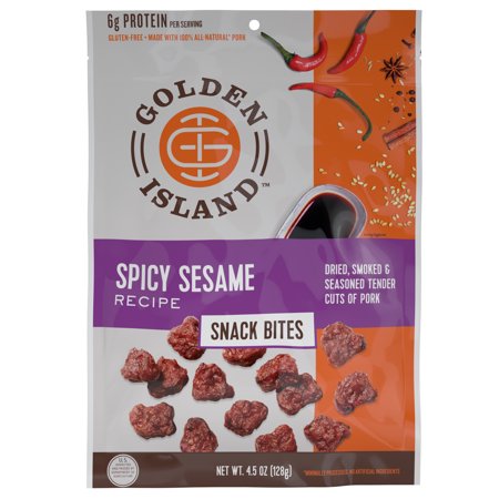 Golden Island Gluten Free Spicy Sesame Barbecue Pork Snack Bites 4.5oz Resealable Bag