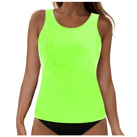 Ierhent Swim Tops Women Women Twist Bandeau Bikini Top Strapless Swimsuit Top(Green L)