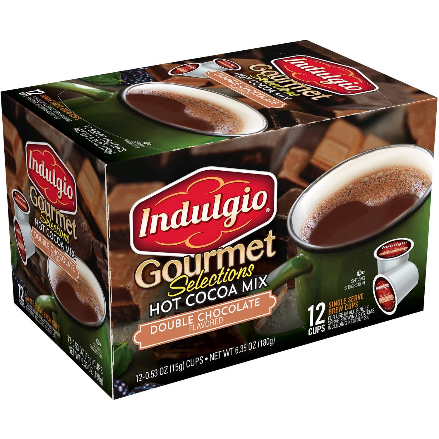 Indulgio Gourmet Selections Double Chocolate Hot Cocoa Mix K-Cups, 0.53 oz, 12 count by Trilliant Food