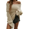 thumbnail image 3 of Women'S Off the Shoulder Sweater Oversized Batwing Sleeve Loose Pullover Sweaters Tops Apricot Color XL, 3 of 9