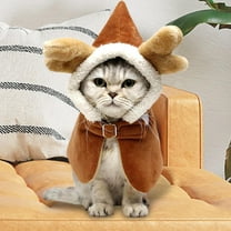 Cat Cosplay Deer Costume Cloak Hat, Warm Winter Kitten Clothes, Cape Apparel for Fancy Dress, Holiday Decor, Pet Festival Supplies