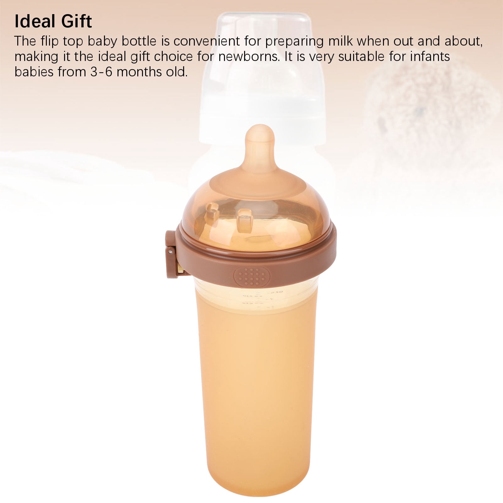 M Buder 240ml Flip Top Baby Bottle Wide Neck Silicone Milk Bottle Drop Proof Cup for 3-6 Month Infant (8.1 oz / 240 ml) Anti-Colic