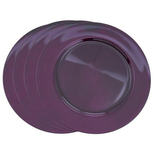 SARO Assiette de Chargeur Ronde 13 Po. Design Classique - Aubergine Ensemble de 4