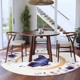 thumbnail image 4 of Butterfly Round Living Room Rugs 7 ft, Watercolor Purple Butterfly Floral Leaf Washable Area Rug with Non-Slip Sturdy Edge Binding Round Carpet for Kitchen Office Bedroom, 4 of 9