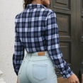 thumbnail image 5 of JYnXIANTI Womens Cropped Jacket Casual Fashion Long Sleeve Shackets Plaid Button down Fall Shirts Coats with Pockets, 5 of 5
