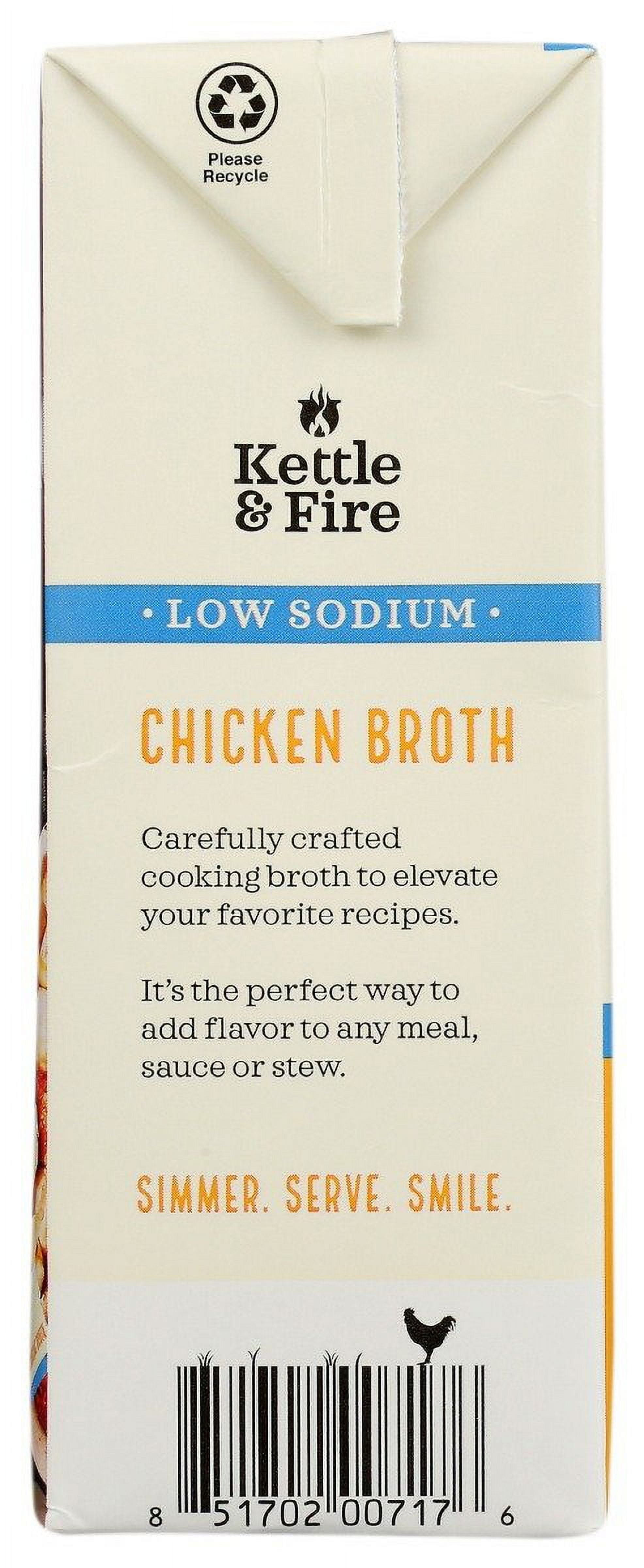 (3 pack) Kettle & Fire Organic Low Sodium Chicken Broth 32 oz
