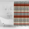thumbnail image 4 of Extra Long Shower Curtain 72x84 Inch, Brown Ethnic Boho Shower Curtain Waterproof Bathroom Decor Modern Abstract Stripes Geometric Fabric Bath Curtain Set Accessories with Hooks, 4 of 6