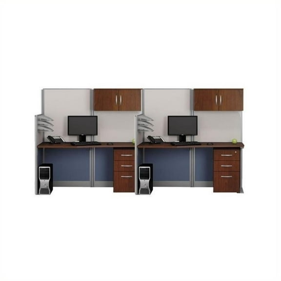 Bush Business Furniture Office-in-an-Hour 2 Desk Workstation in Hansen Cherry