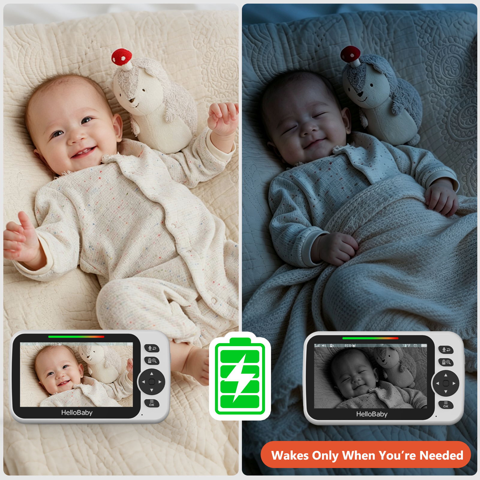 HelloBaby HB6352 Video Baby Monitor, 5" LCD, No WiFi photo 6