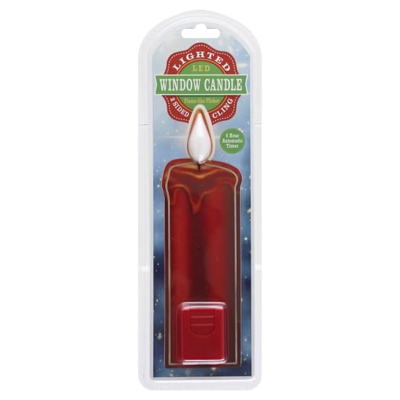 Gerson 44741 - LED Red Window Cling Candle Christmas Window Decor