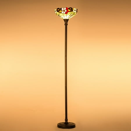 Style 14 Dia X 71 Height Vintage Stained Glass Bronze Style 14 Dia X 71 Height Vintage Stained Glass Bronze Torchiere