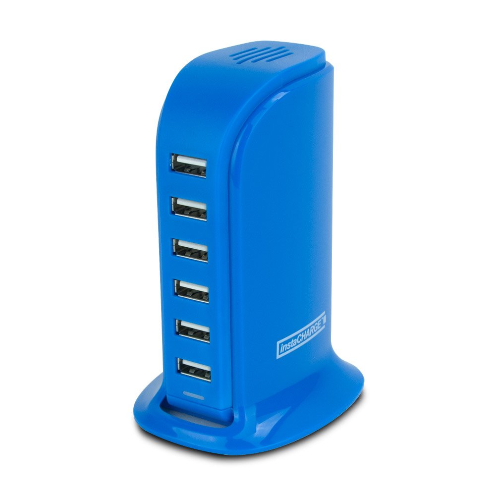 Charge Station, Portable Lightning 6port Usb Fast Charging Station, Blue