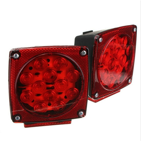 Pair Square Truck Taillights Trailer Stop Brake Lamp 12V Waterproof Side Marker Super Bright LED Tail Light