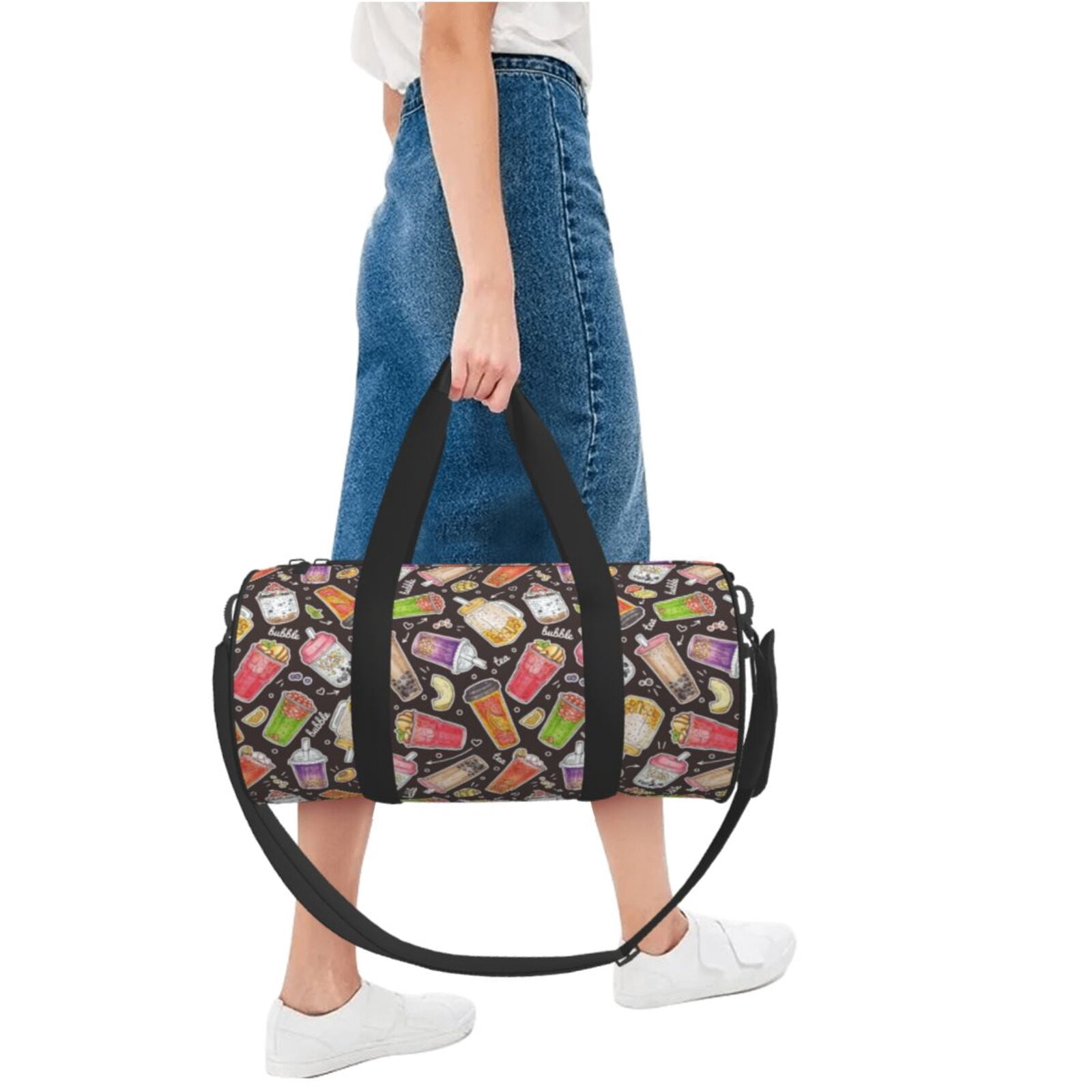 Vsdgher Milk Tea 45L Foldable Duffel Bag, Sports Gym Bag,Overnight Bag, Portable Weekender Bag for Airplanes