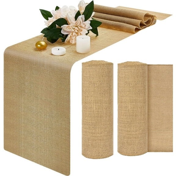 Yayun Burlap Table Runners,2 Pcs Rustic Jute Table Placemats, Dining Table Runner Roll,Farmhouse Fabric Party Runners for Country Vintage Wedding Banquet Table Decoration, 12 x 108 in