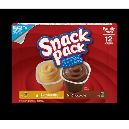 (2 Pack) Snack Pack Chocolate and Butterscotch Pudding Cups Family Pack, 12