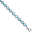 thumbnail image 1 of Solid 925 Sterling Silver Light Swiss Blue Topaz Bracelet - with Secure Lobster Lock Clasp 7", 1 of 5