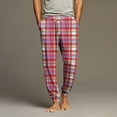 thumbnail image 2 of Mens Pajama Pants Plaid Soft Drawstring Elastic Waist Sleep Pants with Pockets Lightweight Loungewear Jogger Bottoms,Watermelon Red L, 2 of 6