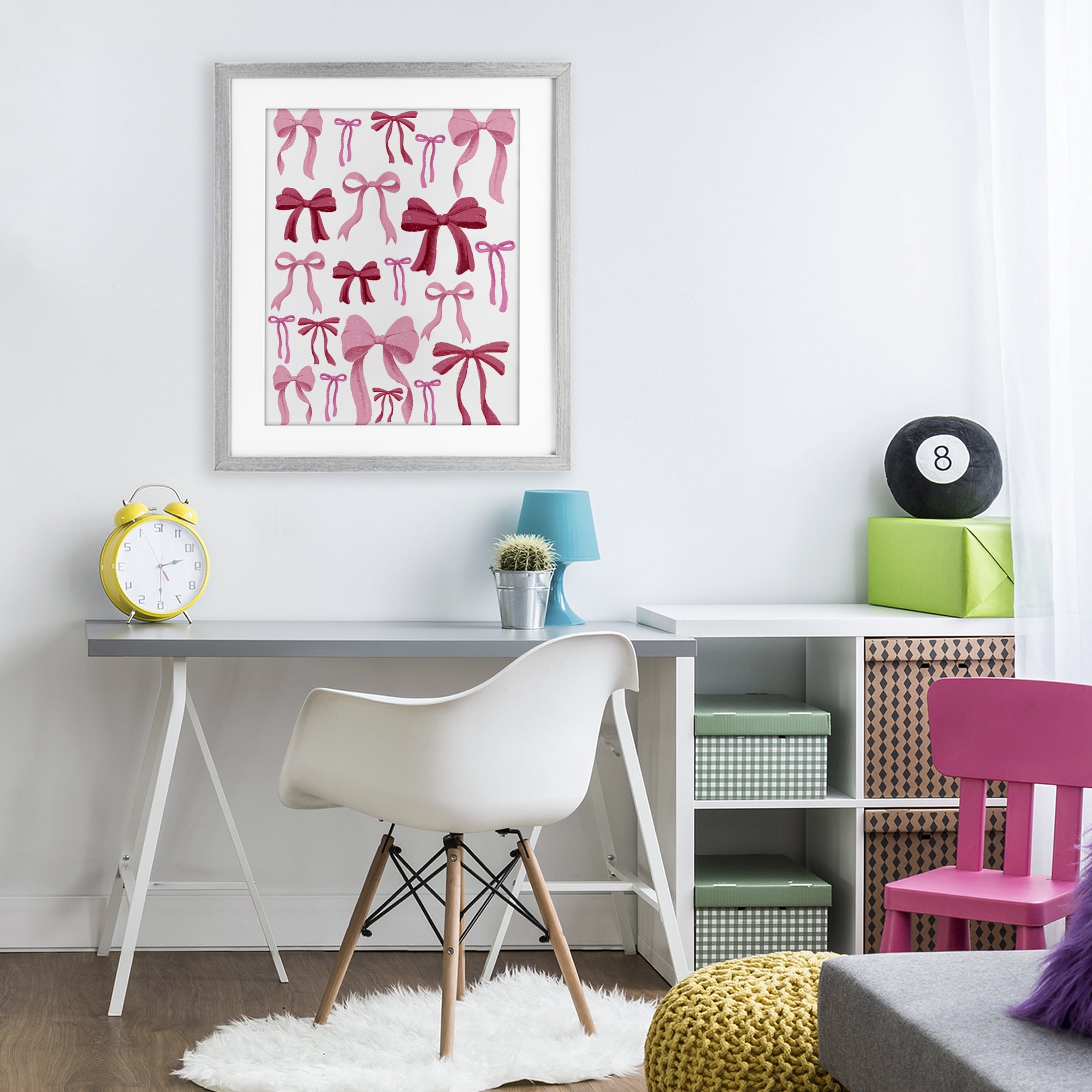 Stupell Industries Bows All Over Pink & Red Gray Framed Print Under Glass, design by Marcus Prime