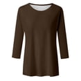 thumbnail image 4 of NAFUU Women T-Shirts Short Sleeve Solid Color Round Neck Casual Top Soft Everyday Comfort Women T Shirts Loose Fit，Coffee, 4 of 5