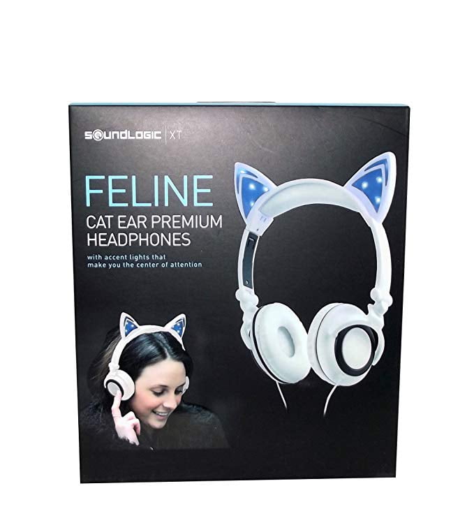 SoundLogic Feline Premium Cat Ear Headphones (White)