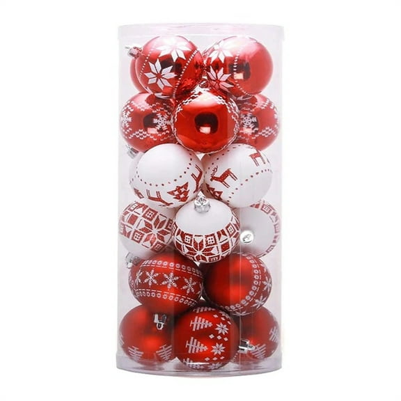 Christmas Balls Ornaments, Shatterproof Plastic Hanging Set for Xmas Tree Decoration Holiday Party Wedding Decorations,Red and White
