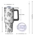 thumbnail image 2 of 40oz Pioneer Flower Floral Print Pattern Insulated Tumbler with Handle, BPA-Free Leak Proof Lid and Straws, Double Wall Vacuum, Hot 12h/Cold 34h, 2 of 6