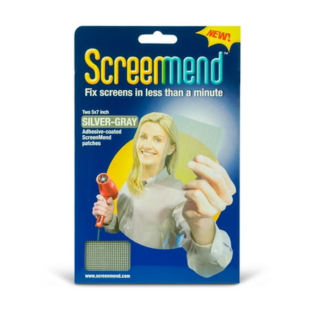ScreenMend Screen Repair Patch, 7”x 5” x 0.06", Gray, 2 Pack