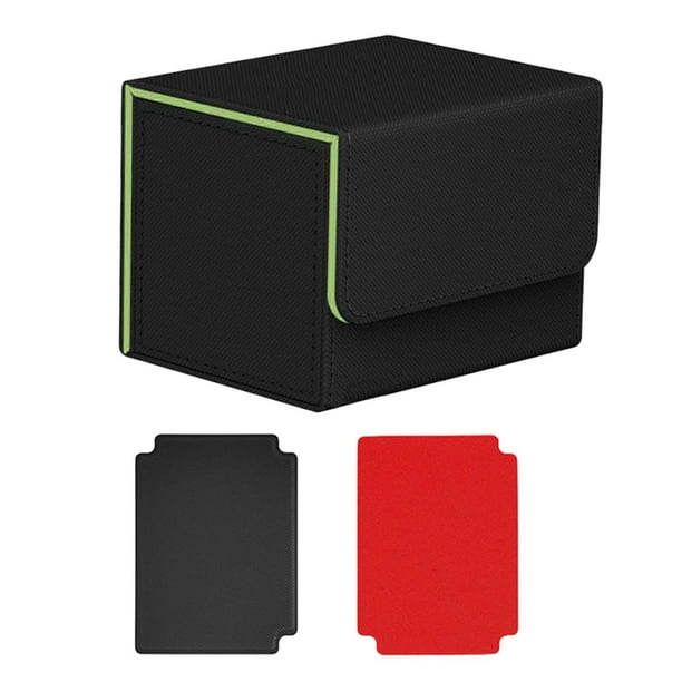 Caja para tarjetas de juego, expositor de tarjetas, organizador de dados y tarjetas de béisbol con 2 divisores Verde negro