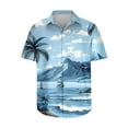 thumbnail image 4 of Handshe Men's Hawaiian Shirt Tops Vintage Short Sleeve Button Down Beach Shirt Male Tropical Floral Summer Pullover Party Holiday, 4 of 5