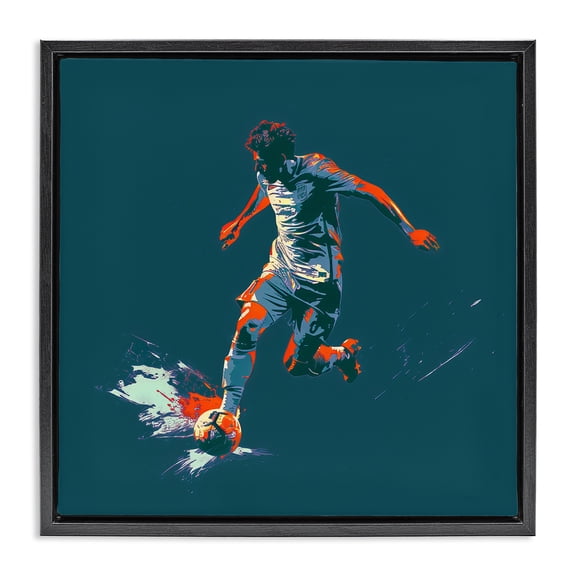 Stupell Industries Modern Winning Soccer Goal Black Floating Frame Canvas Art, 18 x 18, by Lazar Studio