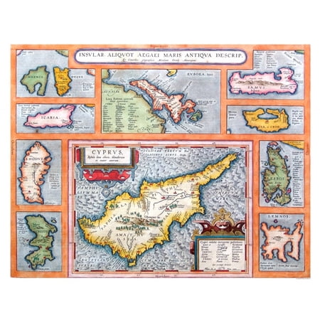 Historic Map - Europe Aegean Sea Islands - Ortelius 1570 - Vintage Wall Art