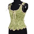 thumbnail image 4 of Yuwull Womens Vintage Ruffle Hem Overbust Corset Tie Front Lace-Up Back Bustier Shapewear Top, 4 of 9