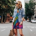 thumbnail image 4 of Easygdp Vibrant Parrot Splash Art para Vestido Transpirable de Mujer, Vestido Suelto de Manga Corta con Pliegues y Bolsillos para el Verano, 4 of 7