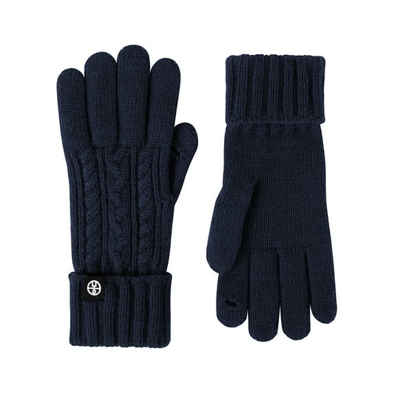 PMVFHDE Women's Winter Solid Color Knitted Gloves Cozy Warm Fingerless Gloves with Touchscreen Capability Navy,One Size