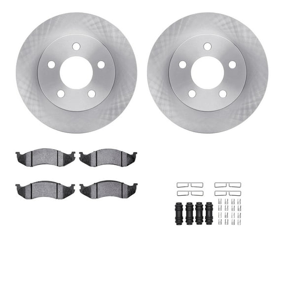 Dynamic Friction Company Front Brake Rotors with Ultimate Duty Performance Brake Pads includes Hardware 6412-42085