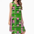 thumbnail image 2 of Plaid Pink & Green Casual Sleeveless Loose Sundress Dress For Women Summer Dress Daily Woman, 2 of 4