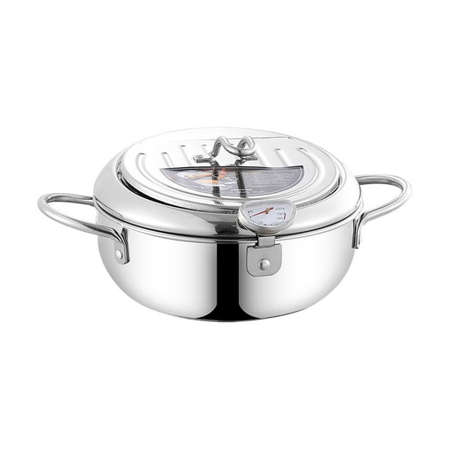 MYG Friteuse Profonde en Acier Inoxydable de Qualité Supérieure avec Couvercle, Grille d'Égouttement pour Huile et Température
