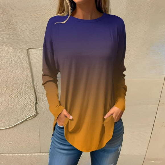 IDALL Sweatshirt for Women Long Sleeve Shirts Plus Size Tops Blouses Dressy Casual Hippie Cute Tops Floral Tunics Tops Crew Neck Sweatshirts Tshirts Shirts Fall Outfits Hot Pink S