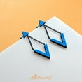 thumbnail image 2 of 555Jewelry Womens Stainless Steel Metal Edgy Geometric Triangle V Shape Chain Drop Hanging Stylish Minimal Push Back Stud Fashion Accessory Costume Jewelry Earrings, Blue, 2 of 5